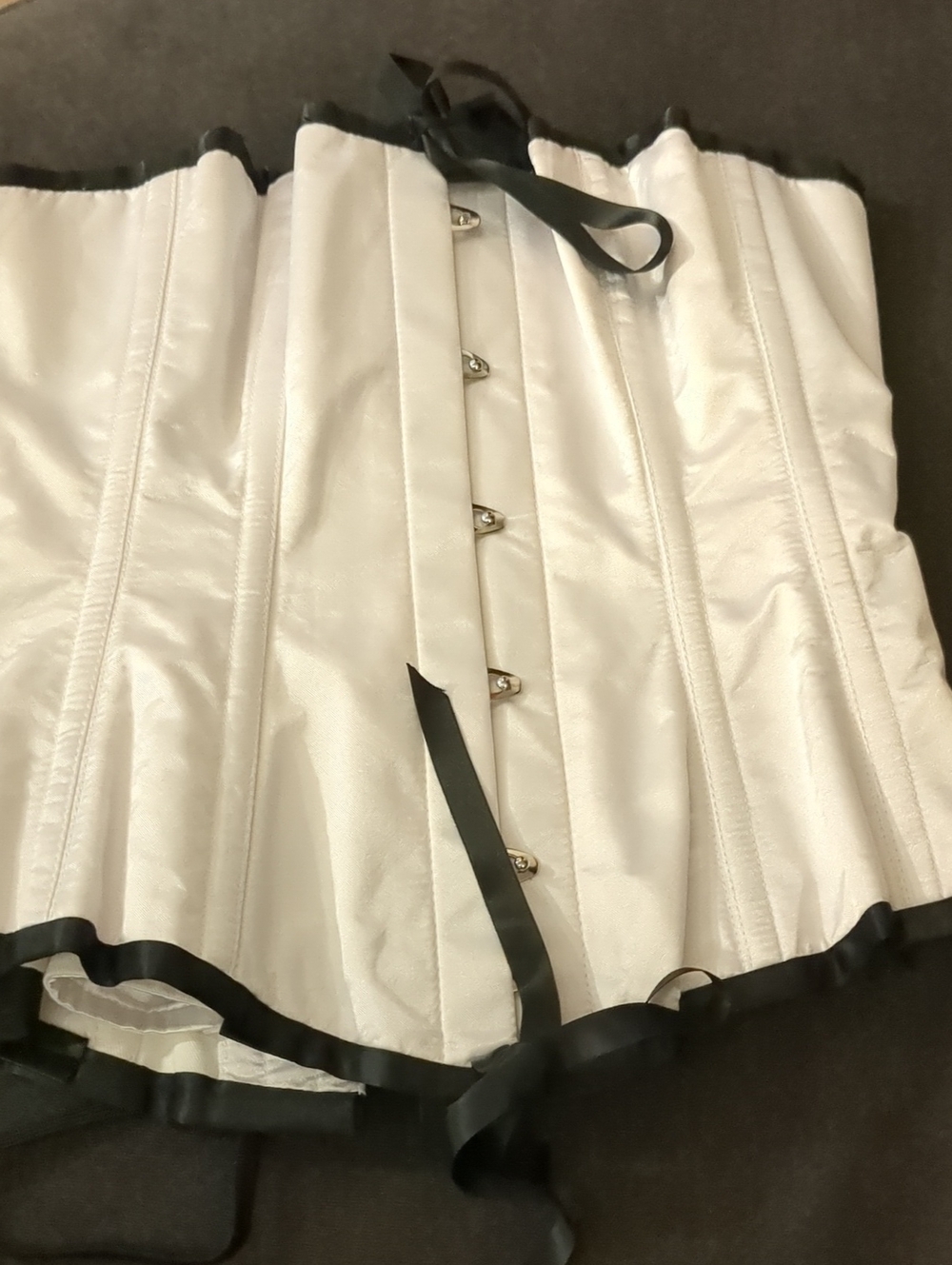 Vintage White Corset with Black Trim